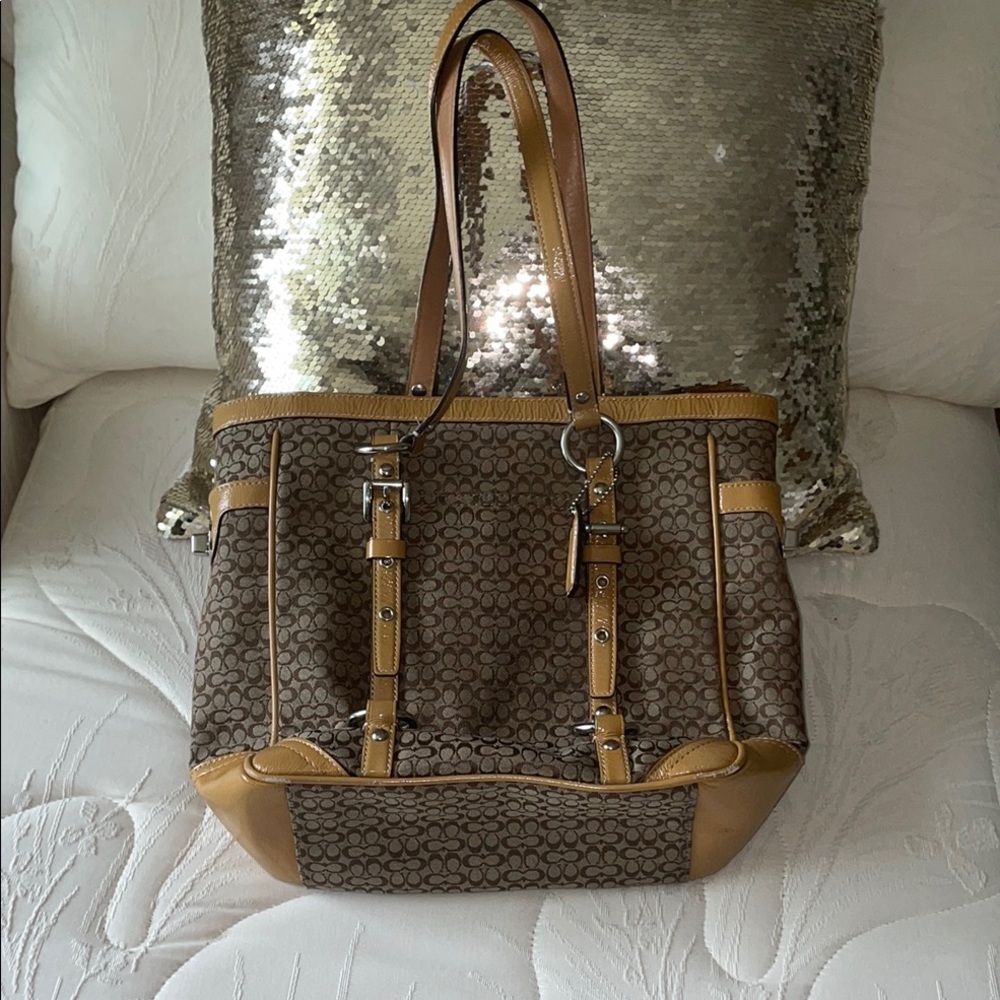 Coach Brown and Tan Shoulder Bag
